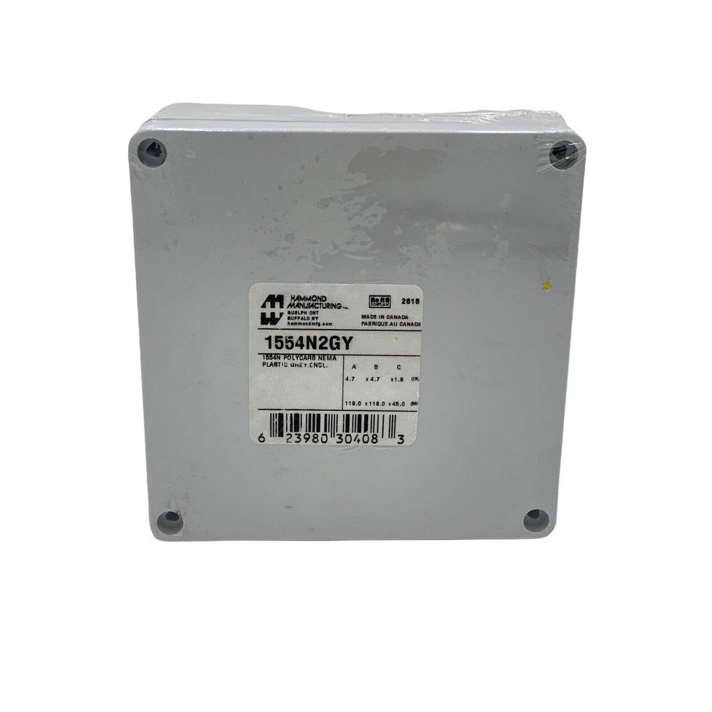 Hammond 1554N2GY Watertight PC Enclosure 120 x 120 x 60mm Grey Plastic Box 4.72"